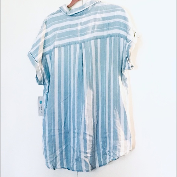 🎊HOST PICK🎊 PISTOLA’s💙Ava Striped Button Down Hi-Low👚XXLG - Picture 7 of 16